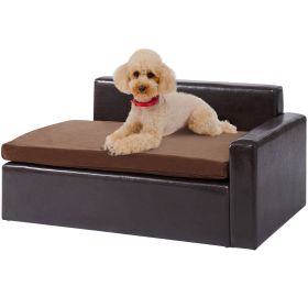 VEVOR Pet Sofa, Dog Couch for Medium-Sized Dogs and Cats, Soft Leather Dog Sofa Bed, 110 lbs Loading Cat Sofa, Black VEVOR Pet Sofa, Dog Couch for Medium-Sized Dogs and Cats, Soft Leather Dog Sofa Bed, 110 lbs Loading Cat Sofa, Black
